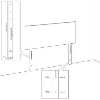 Hoofdbord 100 x 5 x 78/88 cm stof lichtgrijs 5
