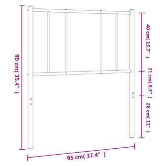 Hoofdbord 90 cm metaal zwart 7