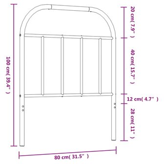 Hoofdbord metaal zwart 75 cm 7