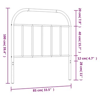 Hoofdbord metaal wit 80 cm 7