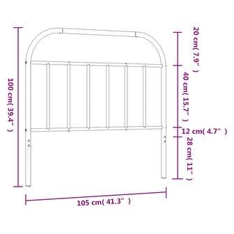 Hoofdbord metaal wit 100 cm 7
