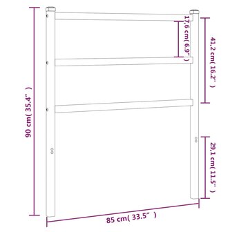 Hoofdbord 80 cm metaal zwart 5
