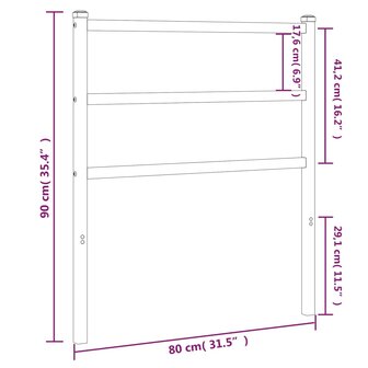Hoofdbord 75 cm metaal wit 5