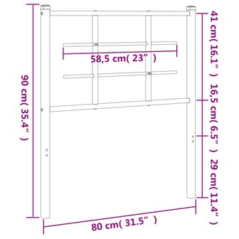 Hoofdbord 75 cm metaal wit 6