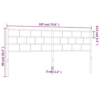 Hoofdbord 180 cm metaal zwart 8
