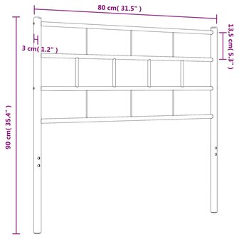 Hoofdbord 75 cm metaal wit 6