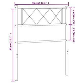 Hoofdbord 90 cm metaal wit 6