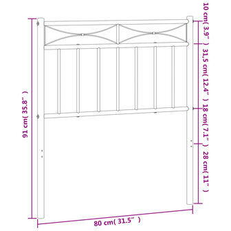Hoofdbord 75 cm metaal zwart 6