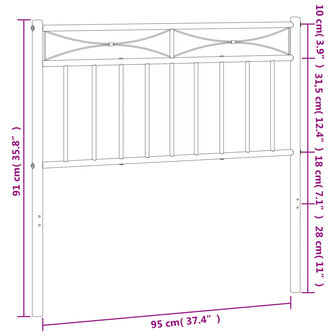 Hoofdbord 90 cm metaal wit 6