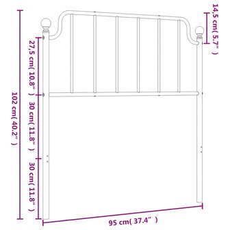 Hoofdbord 90 cm metaal zwart 6