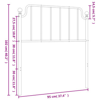 Hoofdbord 90 cm metaal wit 6
