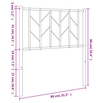 Hoofdbord 75 cm metaal wit 7