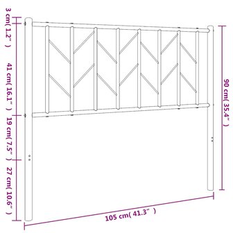 Hoofdbord 100 cm metaal wit 7