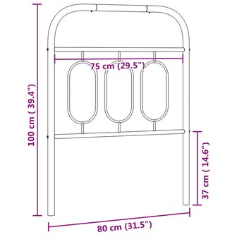 Hoofdbord 75 cm metaal wit 6