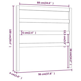 Hoofdbord 96x4x100 cm massief grenenhout 6