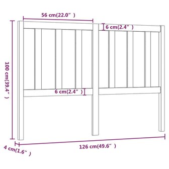 Hoofdbord 126x4x100 cm massief grenenhout 6