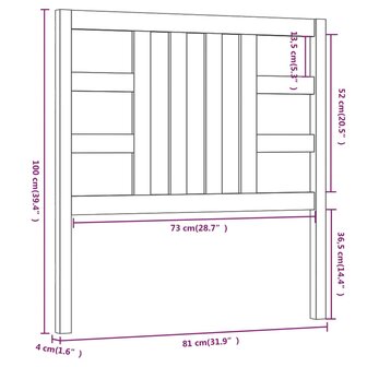 Hoofdbord 81x4x100 cm massief grenenhout honingbruin 6