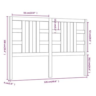 Hoofdbord 126x4x100 cm massief grenenhout 6