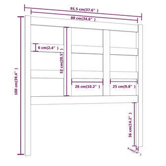 Hoofdbord 95,5x4x100 cm massief grenenhout honingbruin 6