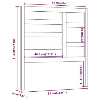 Hoofdbord 81x4x104 cm massief grenenhout honingbruin 6