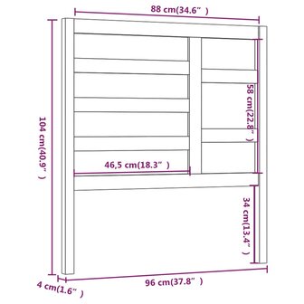 Hoofdbord 96x4x104 cm massief grenenhout wit 6