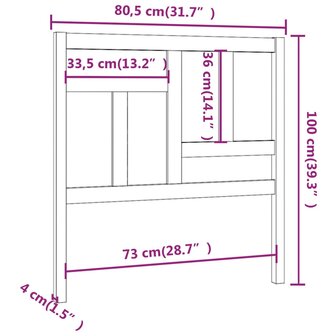 Hoofdbord 80,5x4x100 cm massief grenenhout zwart 6