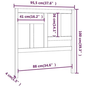Hoofdbord 95,5x4x100 cm massief grenenhout wit 6