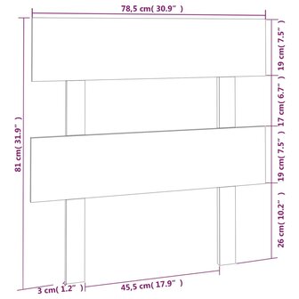 Hoofdbord 78,5x3x81 cm massief grenenhout zwart 6