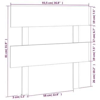 Hoofdbord 93,5x3x81 cm massief grenenhout 6