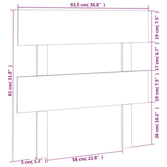 Hoofdbord 93,5x3x81 cm massief grenenhout wit 6