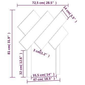 Hoofdbord 72,5x3x81 cm massief grenenhout honingbruin 6