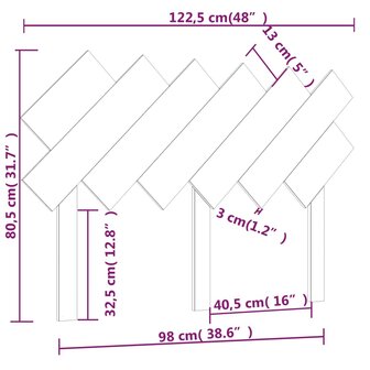 Hoofdbord 122,5x3x80,5 cm massief grenenhout 6