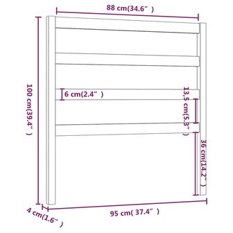 Hoofdbord 95x4x100 cm massief grenenhout wit 6
