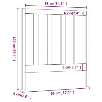 Hoofdbord 95x4x100 cm massief grenenhout 6
