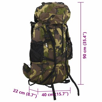 Wandelrugzak 100 L camouflage oxford stof groen 8
