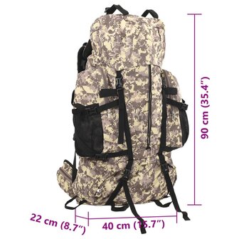 Wandelrugzak 100 L camouflage oxford stof camelbruin 8
