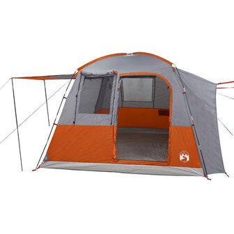 Autotent 4-persoons waterdicht grijs en oranje 6