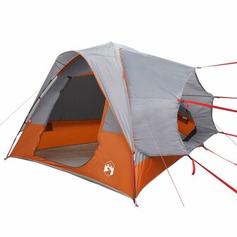 Autotent 4-persoons waterdicht grijs en oranje 3
