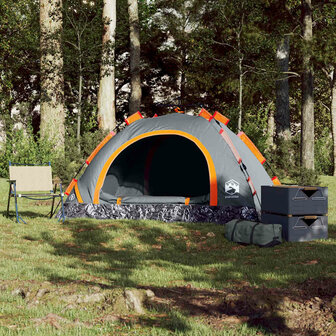 Tent 2-persoons snelontgrendeling grijs en oranje 3