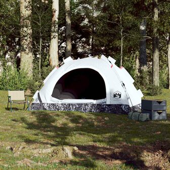 Tent 3-persoons snelontgrendeling verduisterende stof wit 3