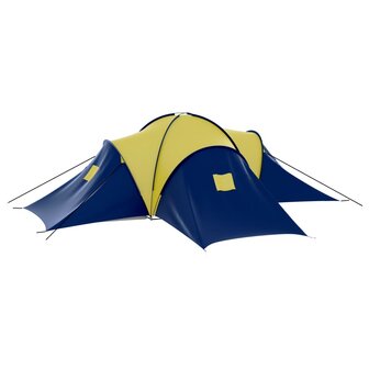 Tent 9-persoons polyester blauw en geel 4