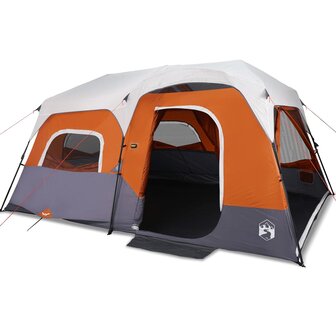Tent 9-persoons waterdicht met LED lichtgrijs en oranje 2