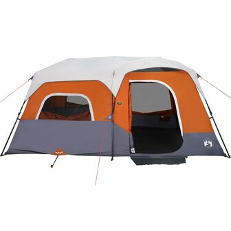 Tent 9-persoons waterdicht met LED lichtgrijs en oranje 5