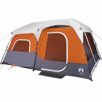 Tent 9-persoons waterdicht met LED lichtgrijs en oranje 6