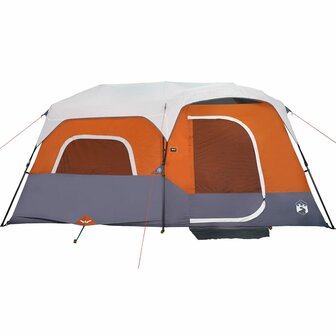 Tent 9-persoons waterdicht met LED lichtgrijs en oranje 7
