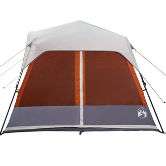 Tent 9-persoons waterdicht met LED lichtgrijs en oranje 8