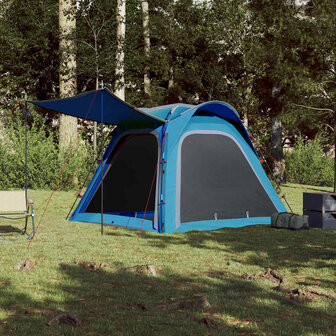 Tent 4-persoons waterdicht snelontgrendeling blauw 3
