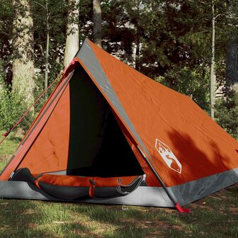 Tent 2-persoons waterdicht grijs en oranje 1