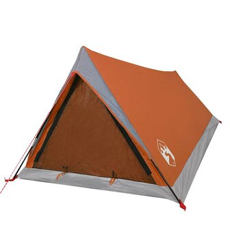 Tent 2-persoons waterdicht grijs en oranje 4