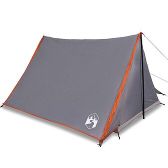 Tent 2-persoons waterdicht grijs en oranje 2